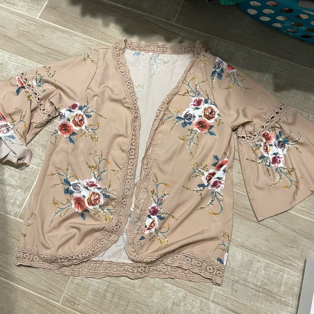 SHEIN “Emory Rose” 3/4 length sleeve silky cardigan NWOT